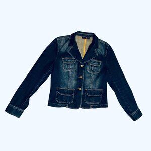 Vintage Willi Smith Denim Women's Jacket 4 Pleated Pockets Size 12